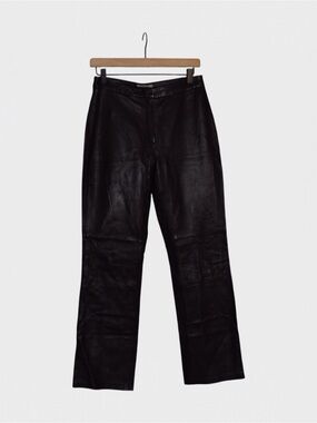 NWT Laura Leigh Ltd Genuine Leather Straight Leg Pants Black Vintage